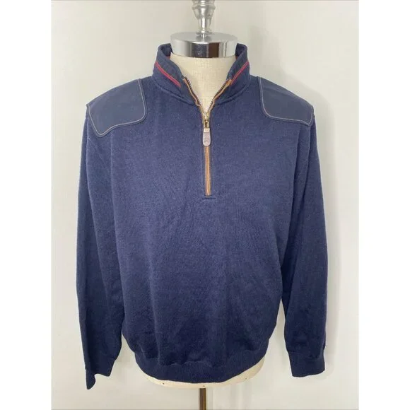 Sweat Orvis Homme, 1/4 Zip, Bleu, Taille XL, Coton Mélangé, Très Bon état